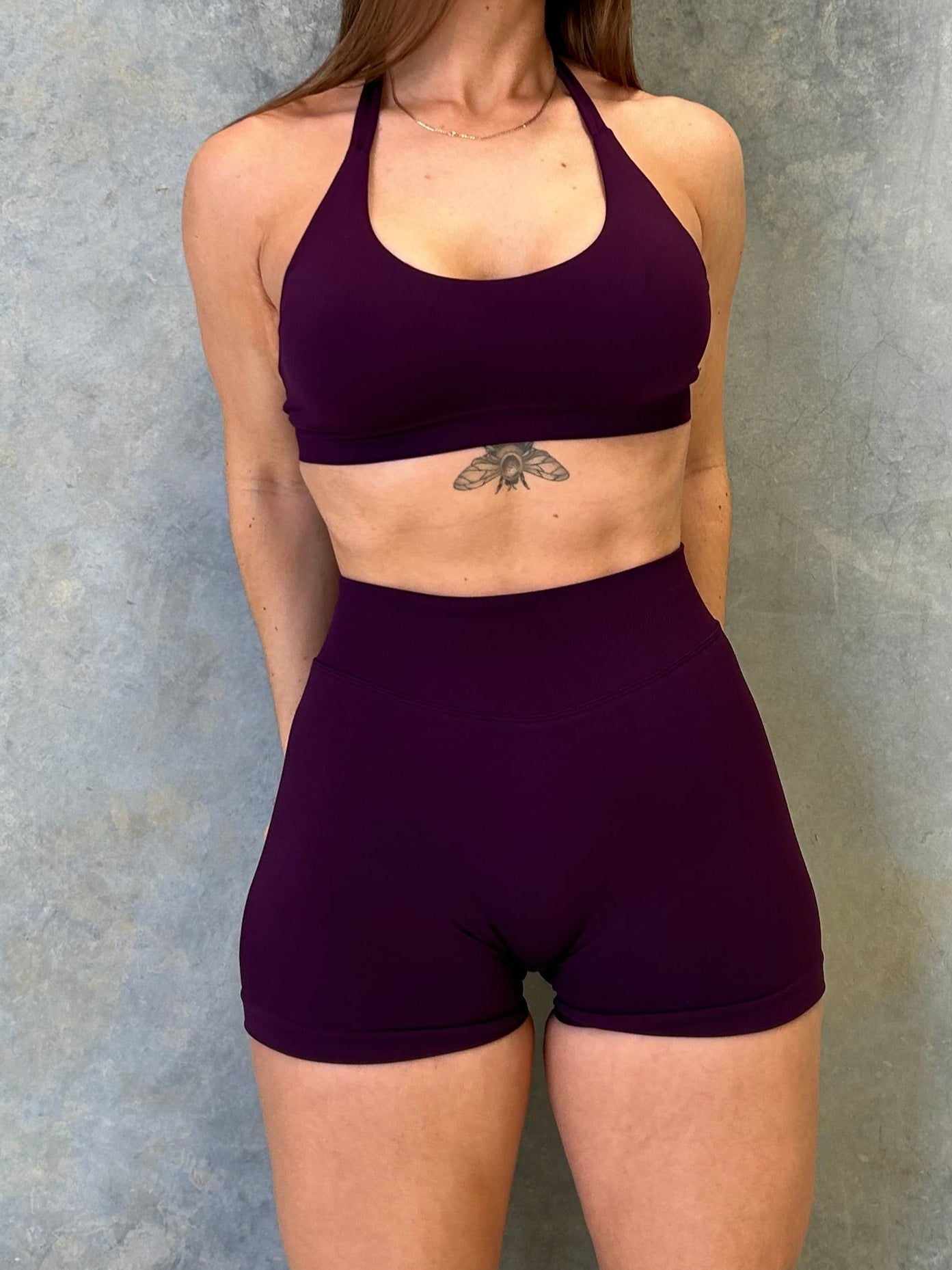 Strive Halter Seamless Bra | Plum