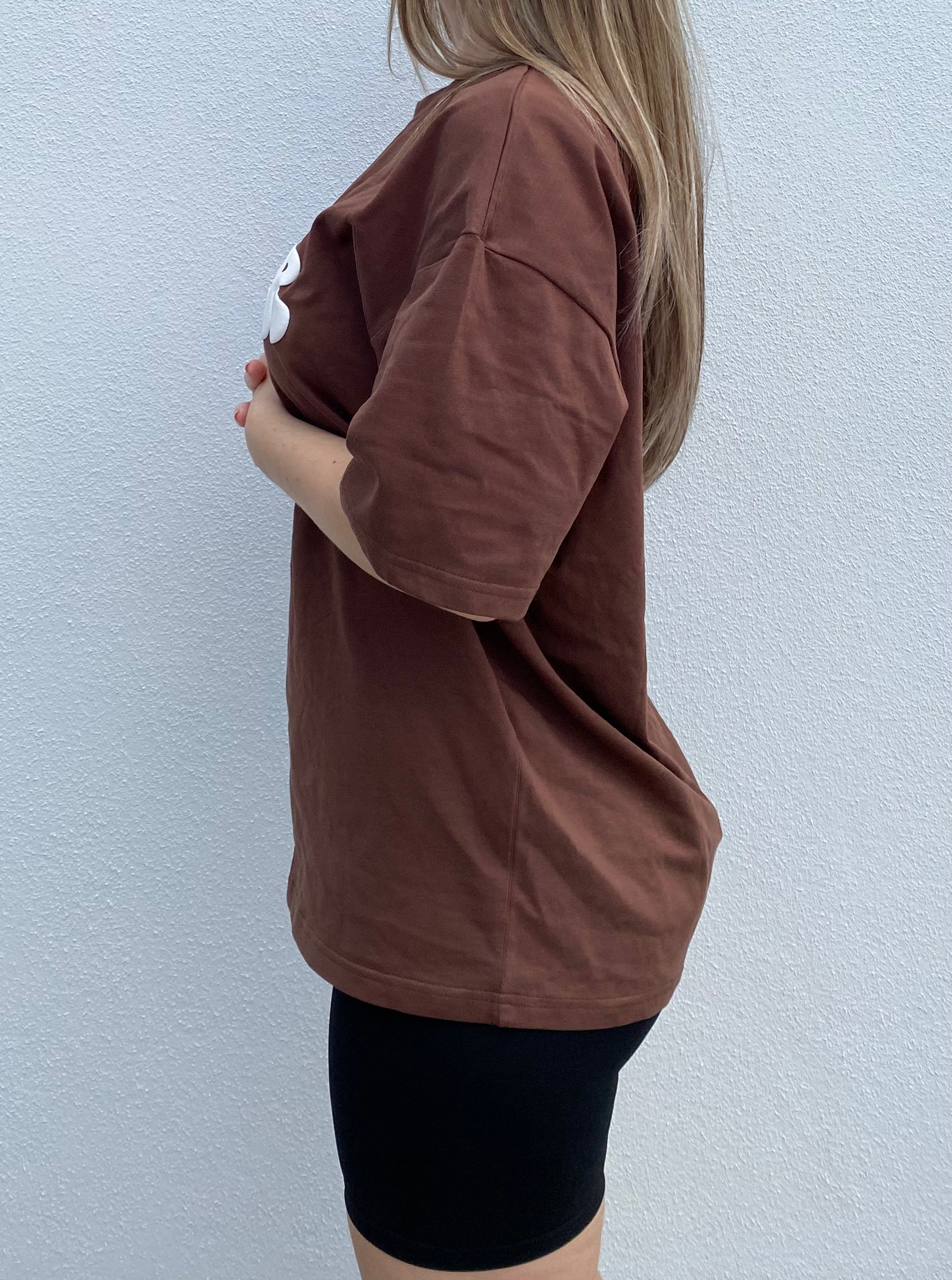 Oversized Puff Print Tee | Brown - Jagrrr